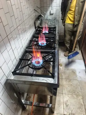 Commercial Stainless Steel 3 Burner Gas Cooker Dimensions 1400mm Long