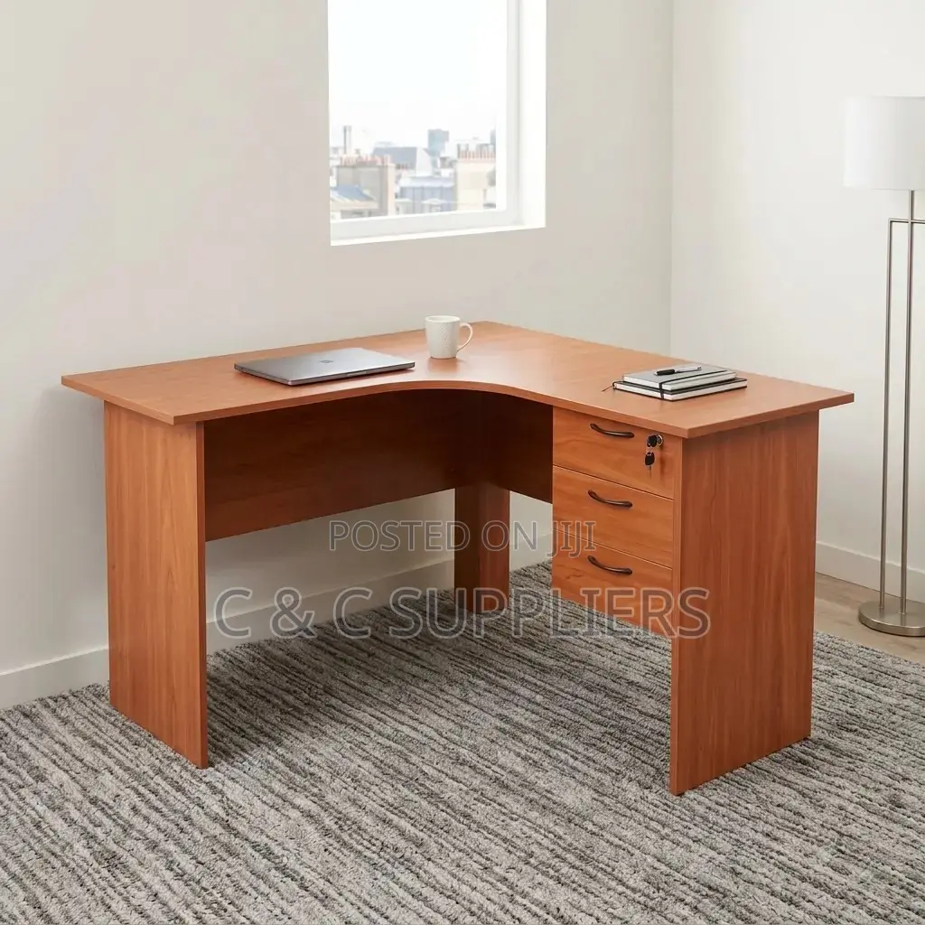 Curved Brown Homework Desk-1400mm