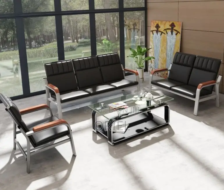 5-Seater Leather Reception Sofa : Leather Reception Couch