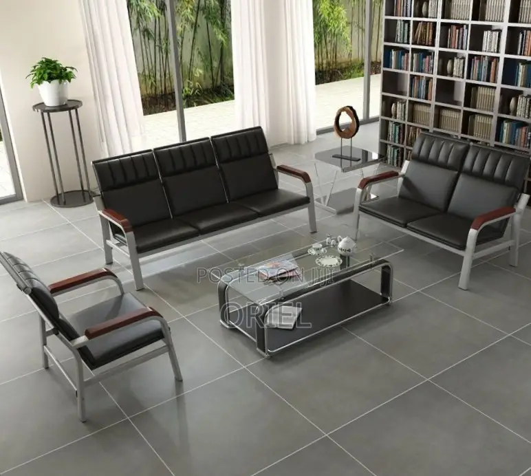 5-Seater Leather Reception Sofa : Leather Reception Couch