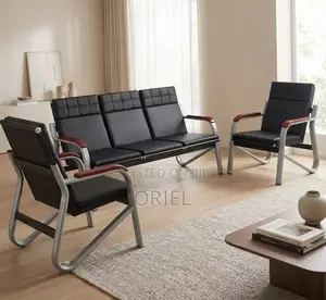 5-Seater Leather Reception Sofa : Leather Reception Couch