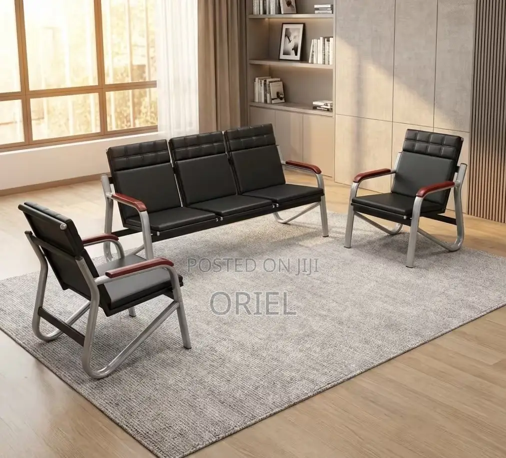 5-Seater Leather Reception Sofa : Leather Reception Couch