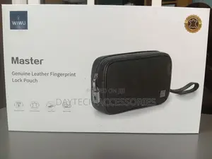 WiWU Master Genuine Leather Fingerprint Lock Travel Pouch in Black