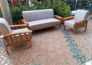 Home Office Sofa : 5-Seater Mahogany Frame Office Sofa