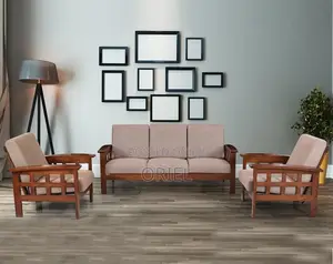 Home Office Sofa : 5-Seater Mahogany Frame Office Sofa