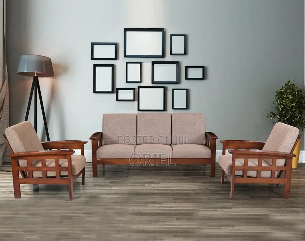 Home Office Sofa : 5-Seater Mahogany Frame Office Sofa