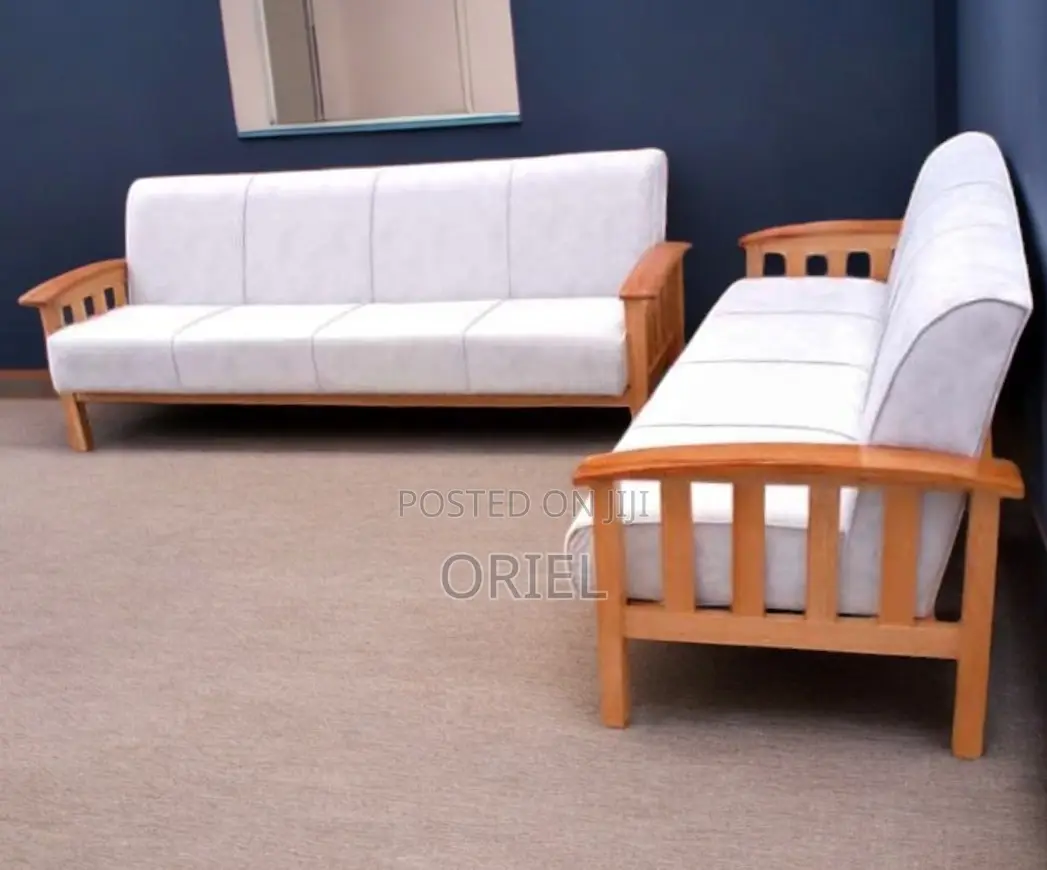 Home Office Sofa : 5-Seater Mahogany Frame Office Sofa