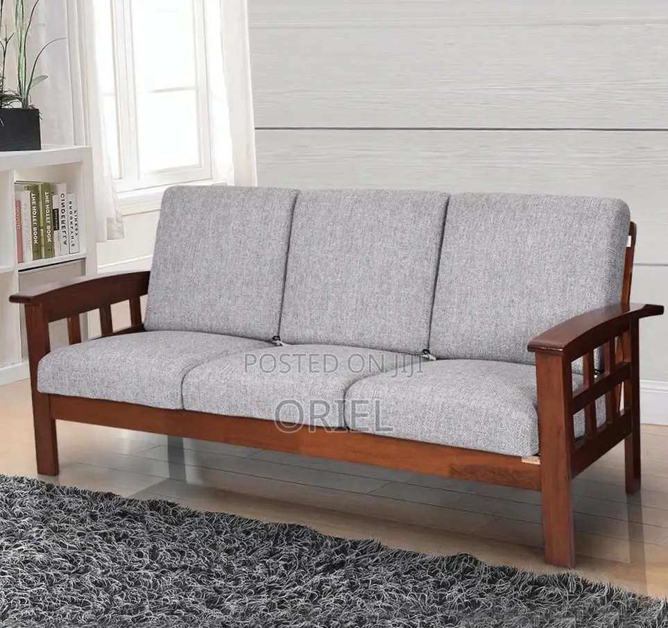 Home Office Sofa : 5-Seater Mahogany Frame Office Sofa