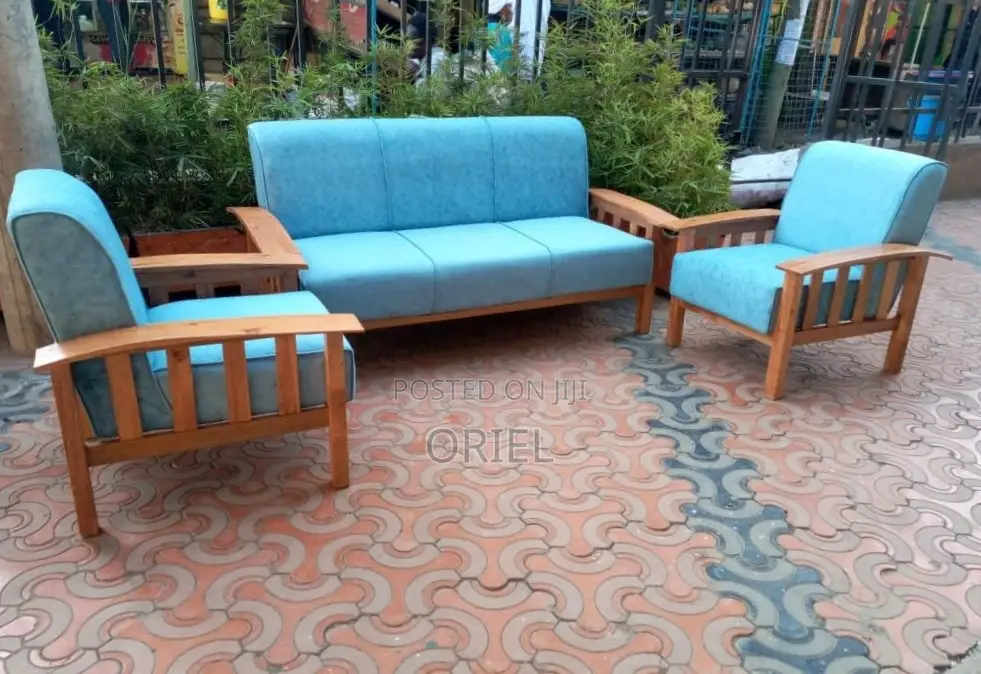 Home Office Sofa : 5-Seater Mahogany Frame Office Sofa