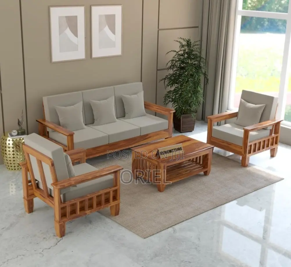 Home Office Sofa : 5-Seater Mahogany Frame Office Sofa