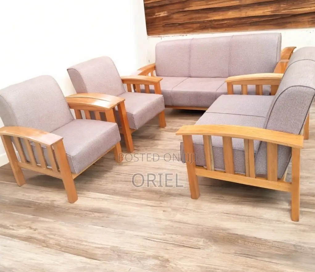 Home Office Sofa : 5-Seater Mahogany Frame Office Sofa