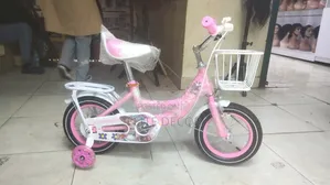 12" Girls Kids Bicycle – Pink | Training Wheels + Basket