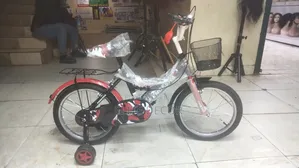 Kids Bicycle Size 16– Red Black | Training Wheels + Basket