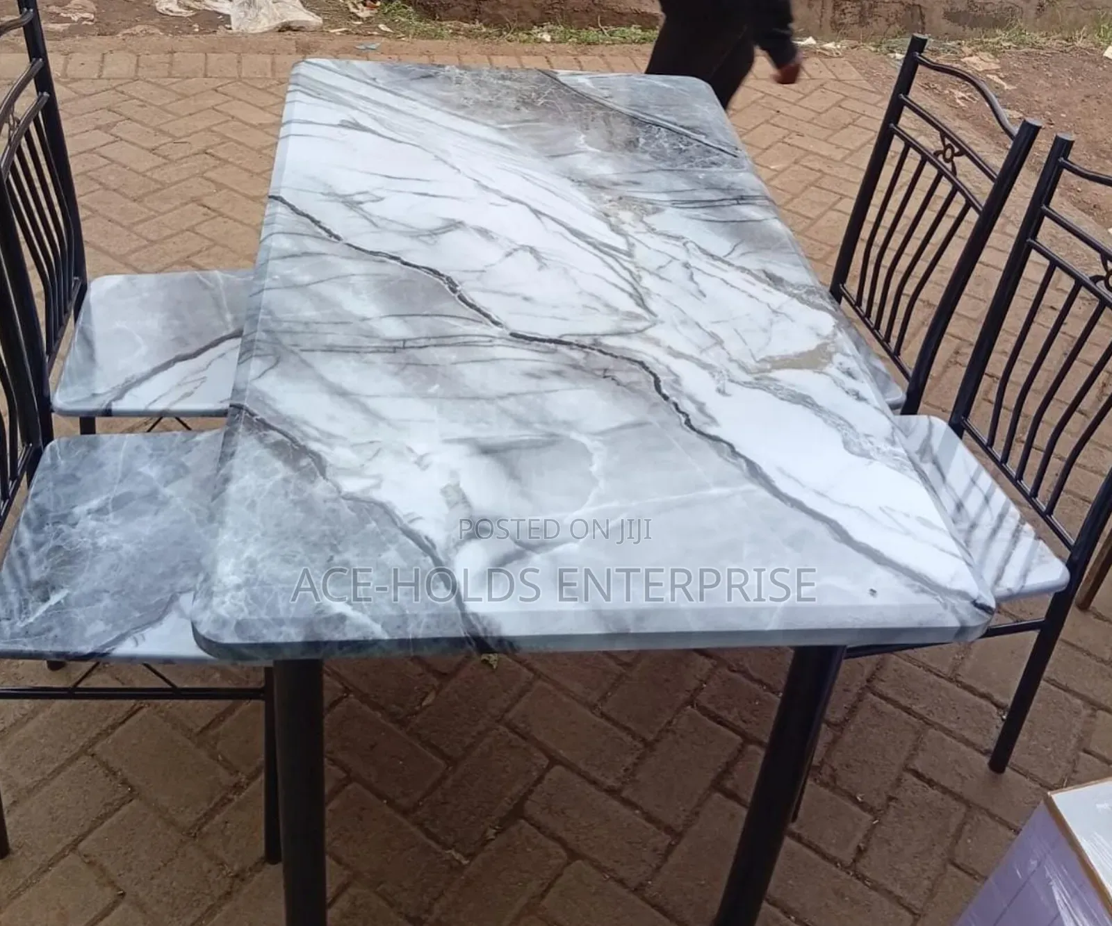 Executive 4 Sitter Dining Table - Marble Top Effect Finish