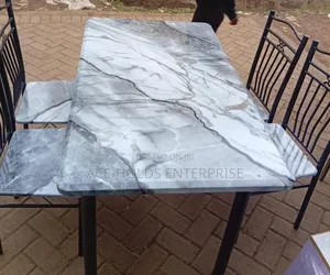 Executive 4 Sitter Dining Table - Marble Top Effect Finish
