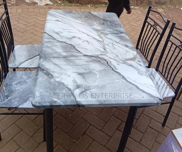 Executive 4 Sitter Dining Table - Marble Top Effect Finish