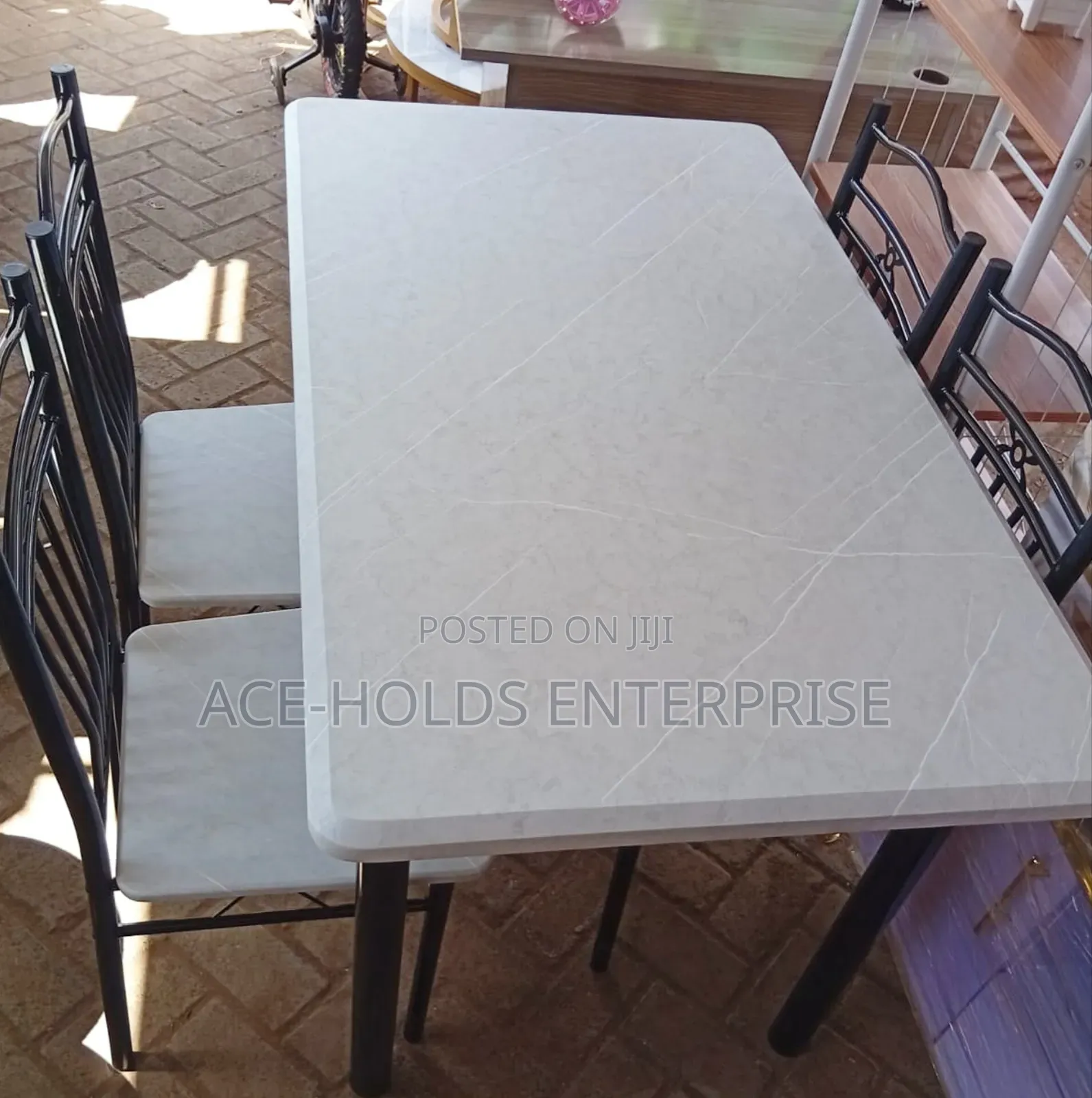Executive 4 Sitter Dining Table - Marble Top Effect Finish