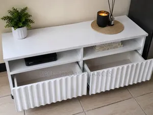 Executive Imported TV Console With Shelves Cabinet