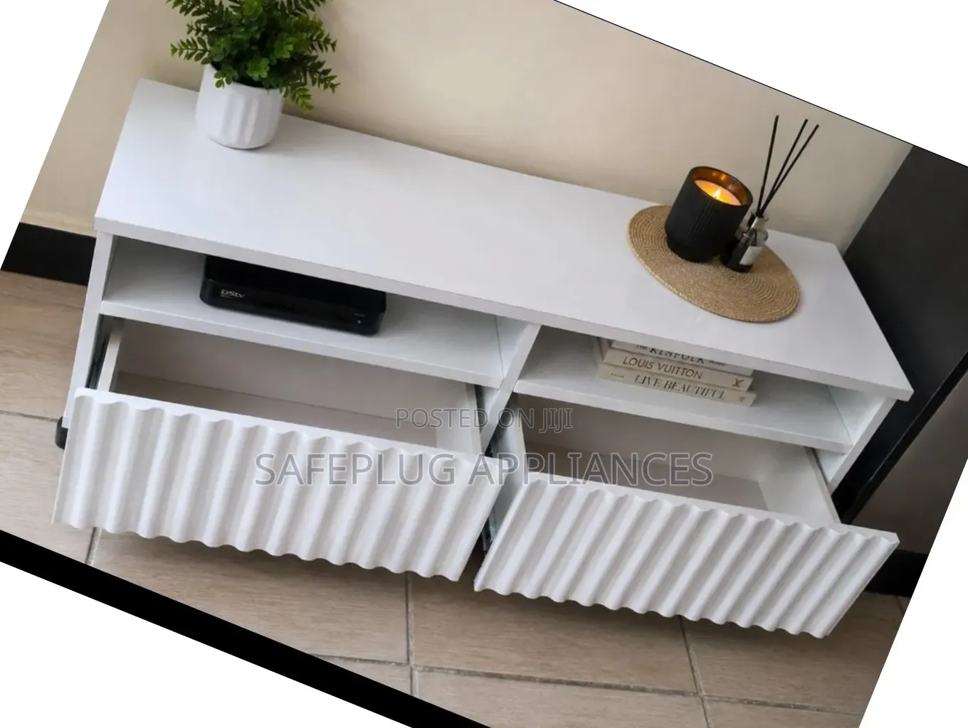 Executive Imported TV Console With Shelves Cabinet