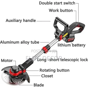 Rechargeable 2-Battery 9-Blade Lawn Mower / Grass Bush Cutter