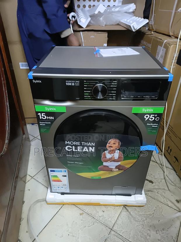 Syinix 10KG Washing Machine – Baby Care Steam Wash