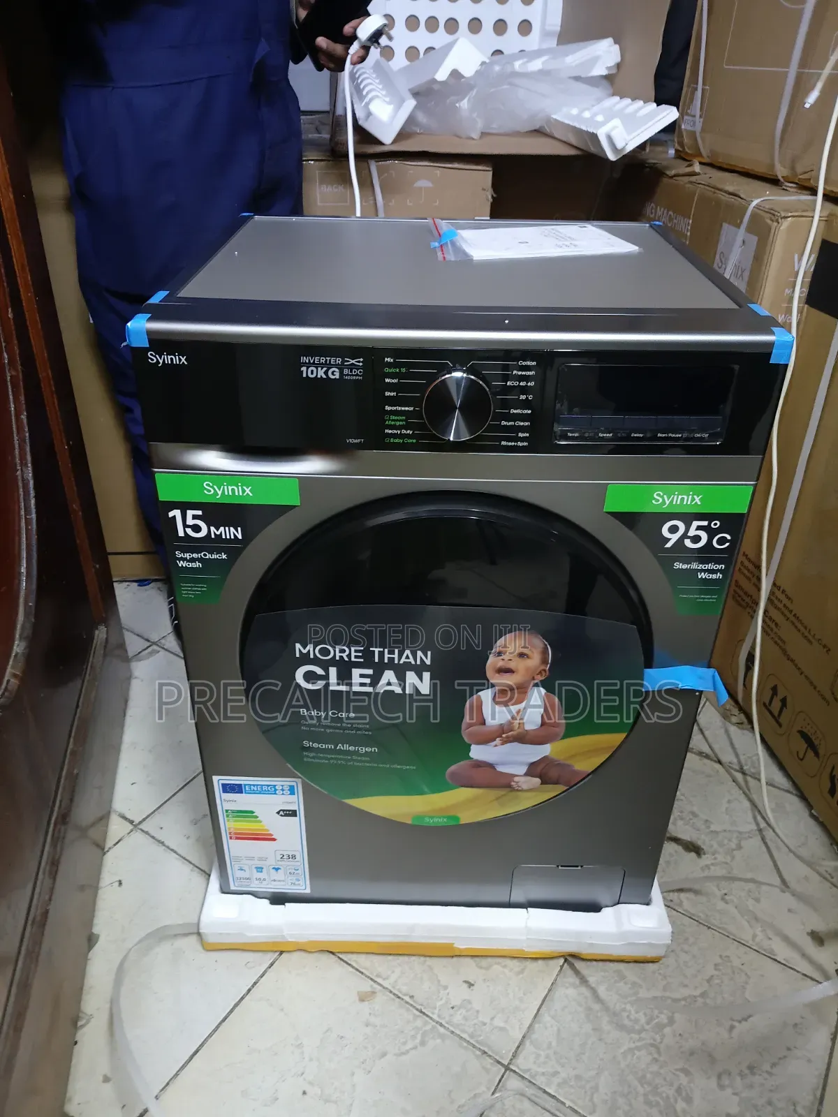 Syinix 10KG Washing Machine – Baby Care Steam Wash