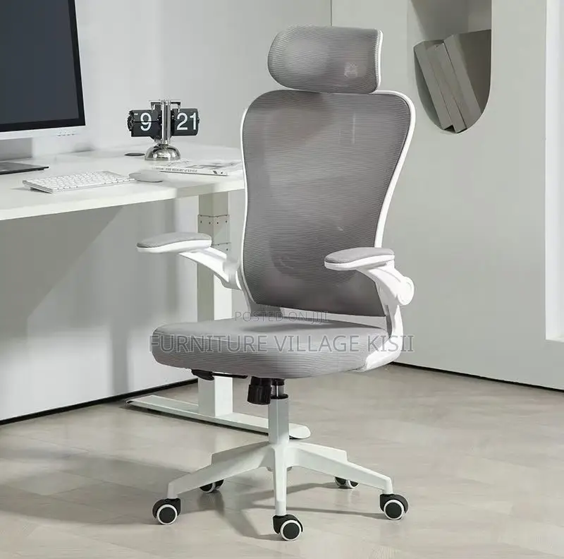 Office Chair;Gray Ergonomic High Back Orthopedic Headrest Chair