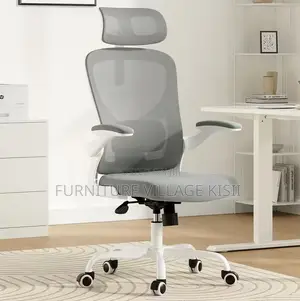 Office Chair;Gray Ergonomic High Back Orthopedic Headrest Chair