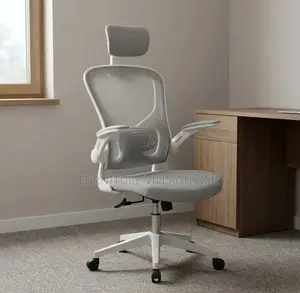 Office Chair;Gray Ergonomic High Back Orthopedic Headrest Chair