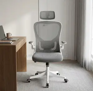 Office Chair;Gray Ergonomic High Back Orthopedic Headrest Chair