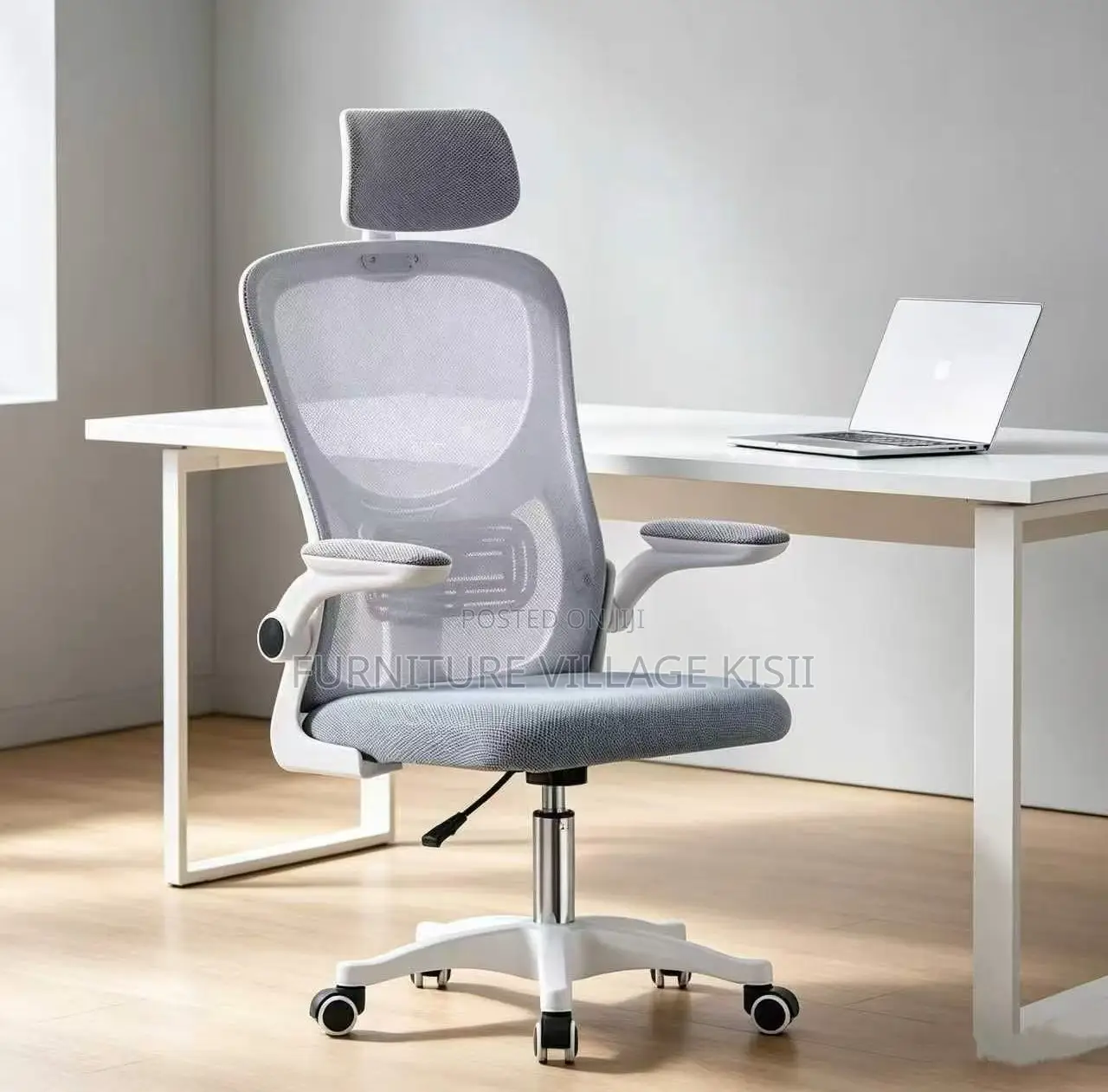 Office Chair;Gray Ergonomic High Back Orthopedic Headrest Chair