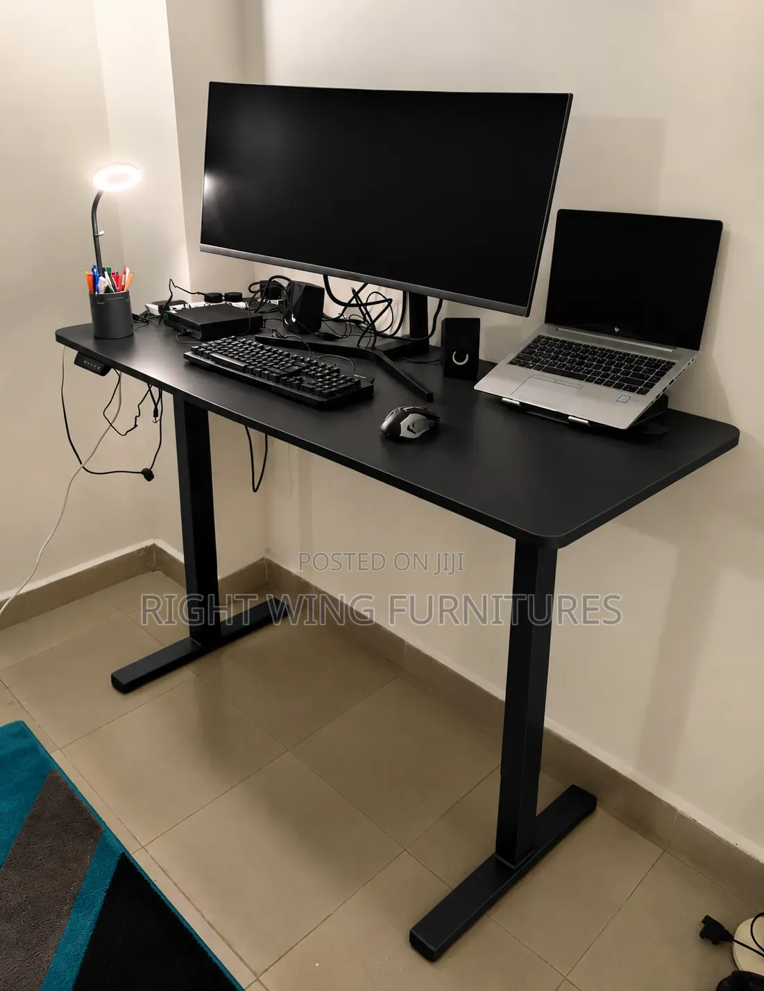 White Black Home/Office Modern Electric Adjustable Table