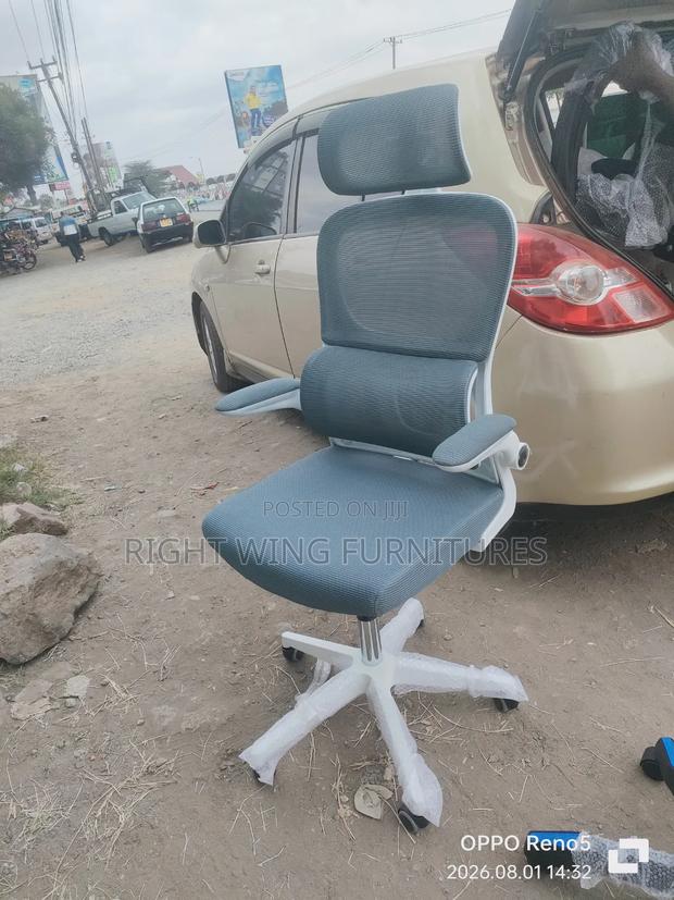 Perfect Gray White Adjustable Folding Office Chair - Lumber Support