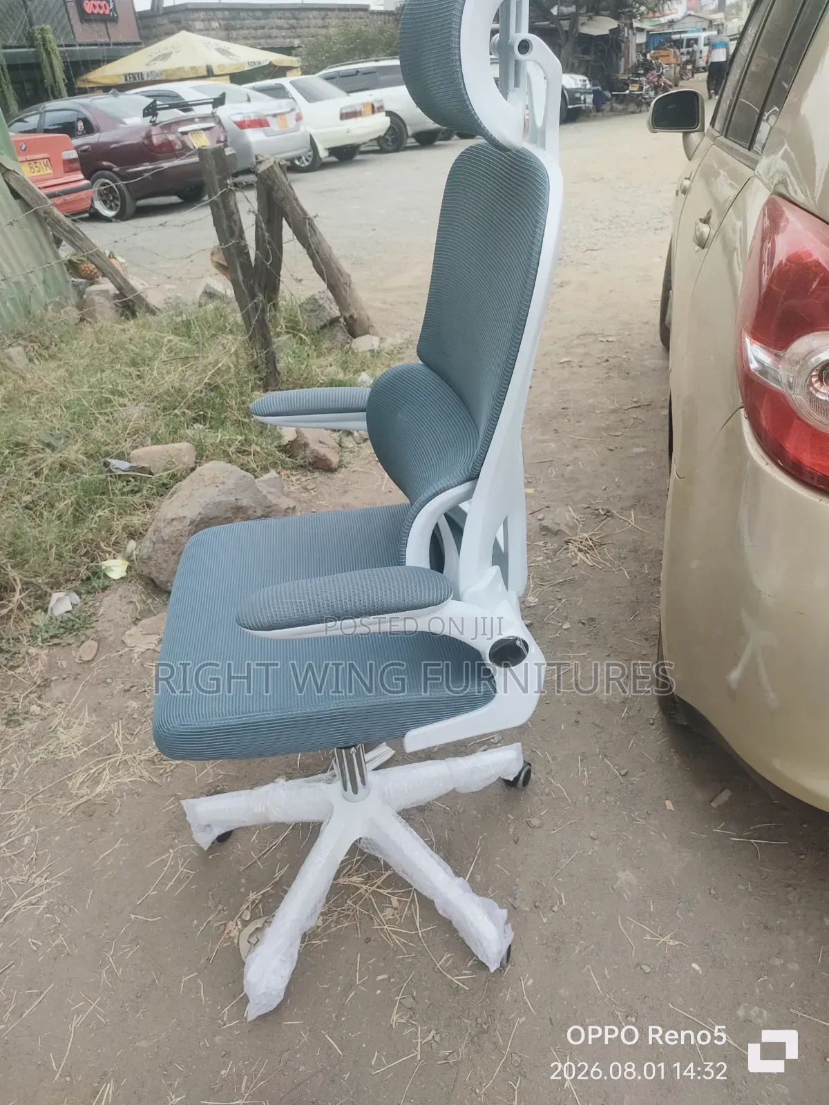 Perfect Gray White Adjustable Folding Office Chair - Lumber Support