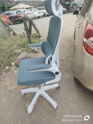 Perfect Gray White Adjustable Folding Office Chair - Lumber Support