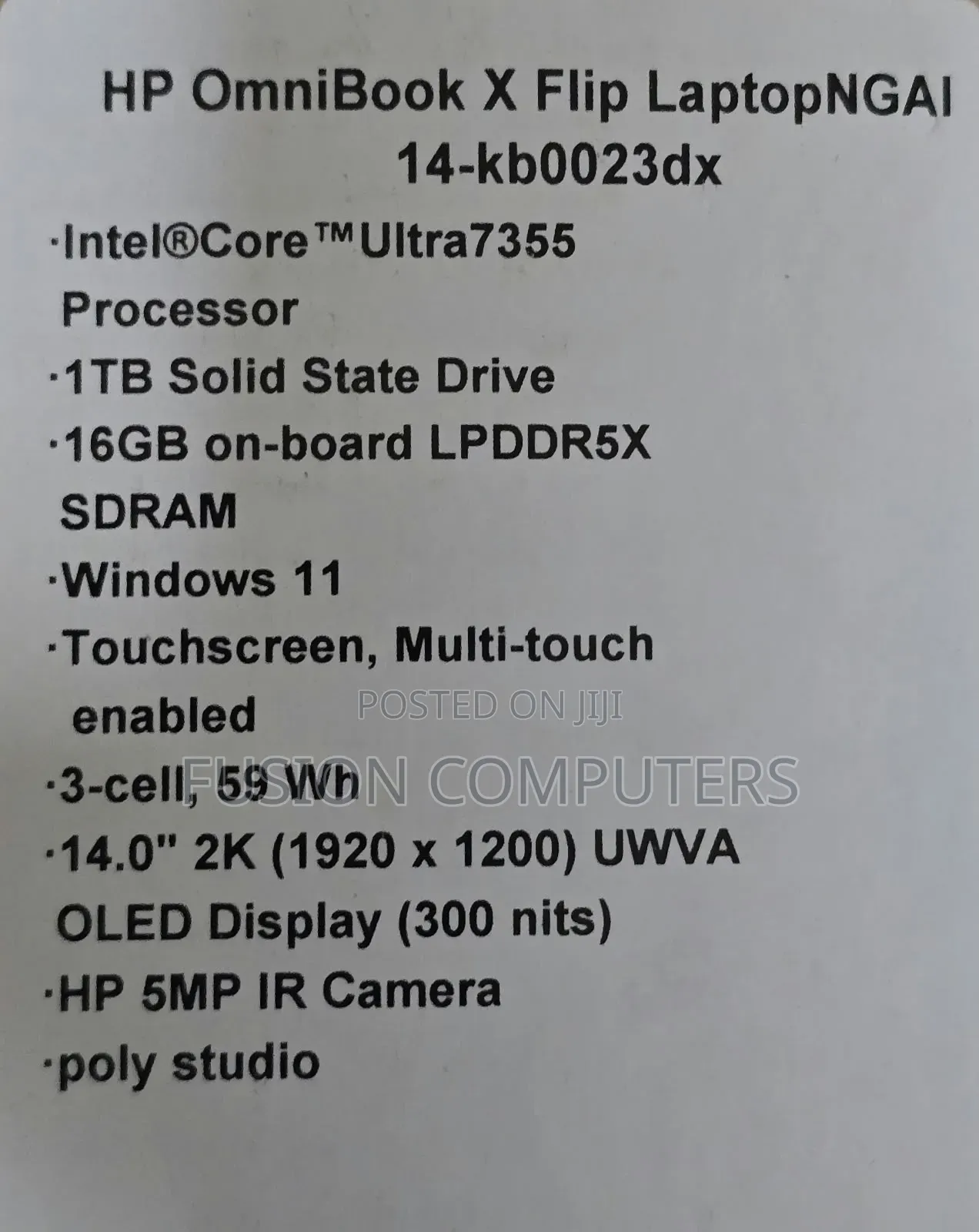 New Laptop HP OmniBook X Flip 14" 16GB Intel Core Ultra 7 SSD 1T