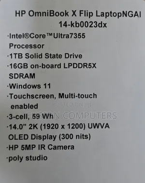 New Laptop HP OmniBook X Flip 14" 16GB Intel Core Ultra 7 SSD 1T