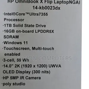 New Laptop HP OmniBook X Flip 14" 16GB Intel Core Ultra 7 SSD 1T