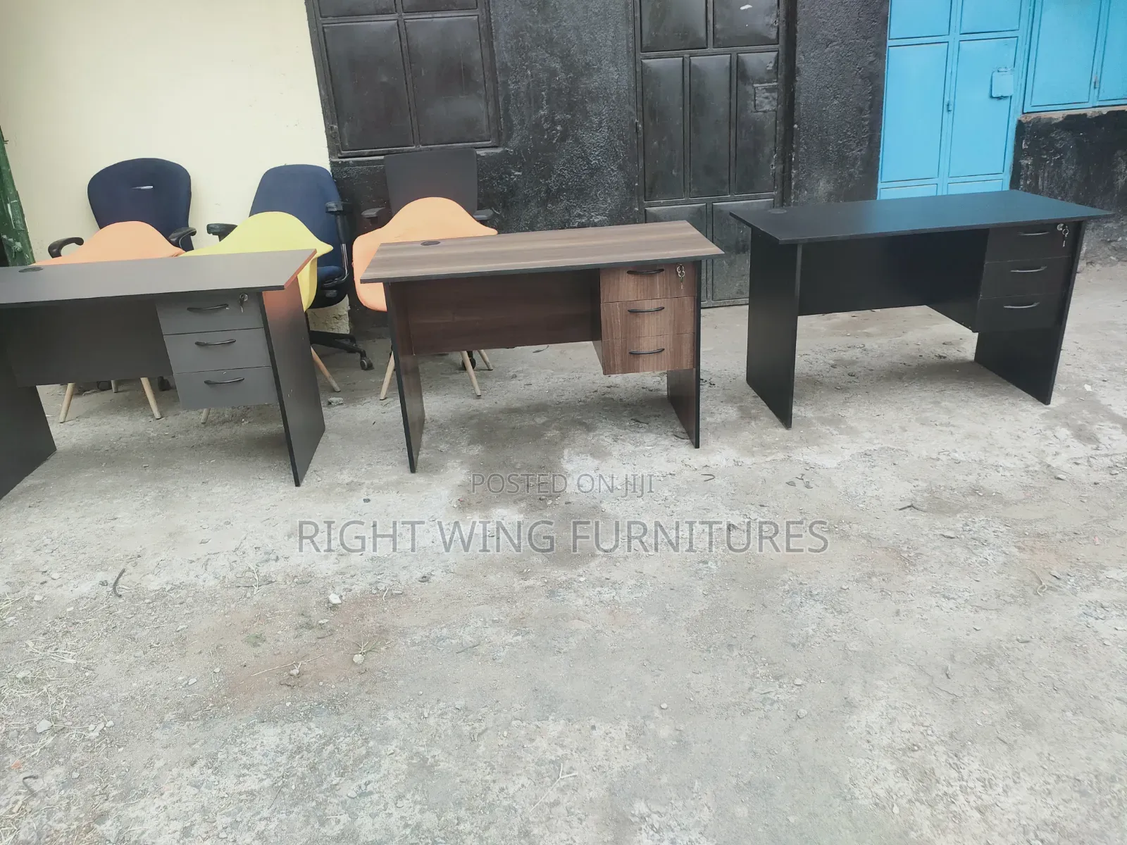 Black Gray - Home and Office Table With Drawers