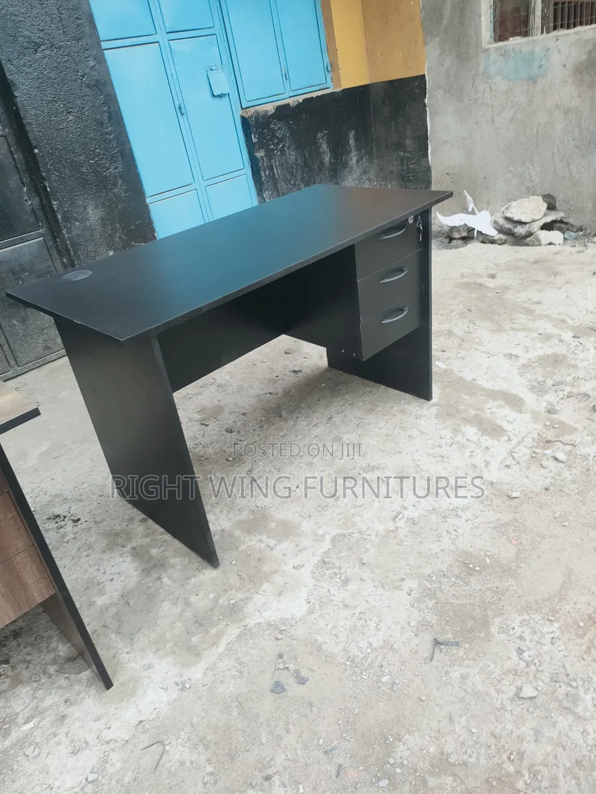Black Gray - Home and Office Table With Drawers