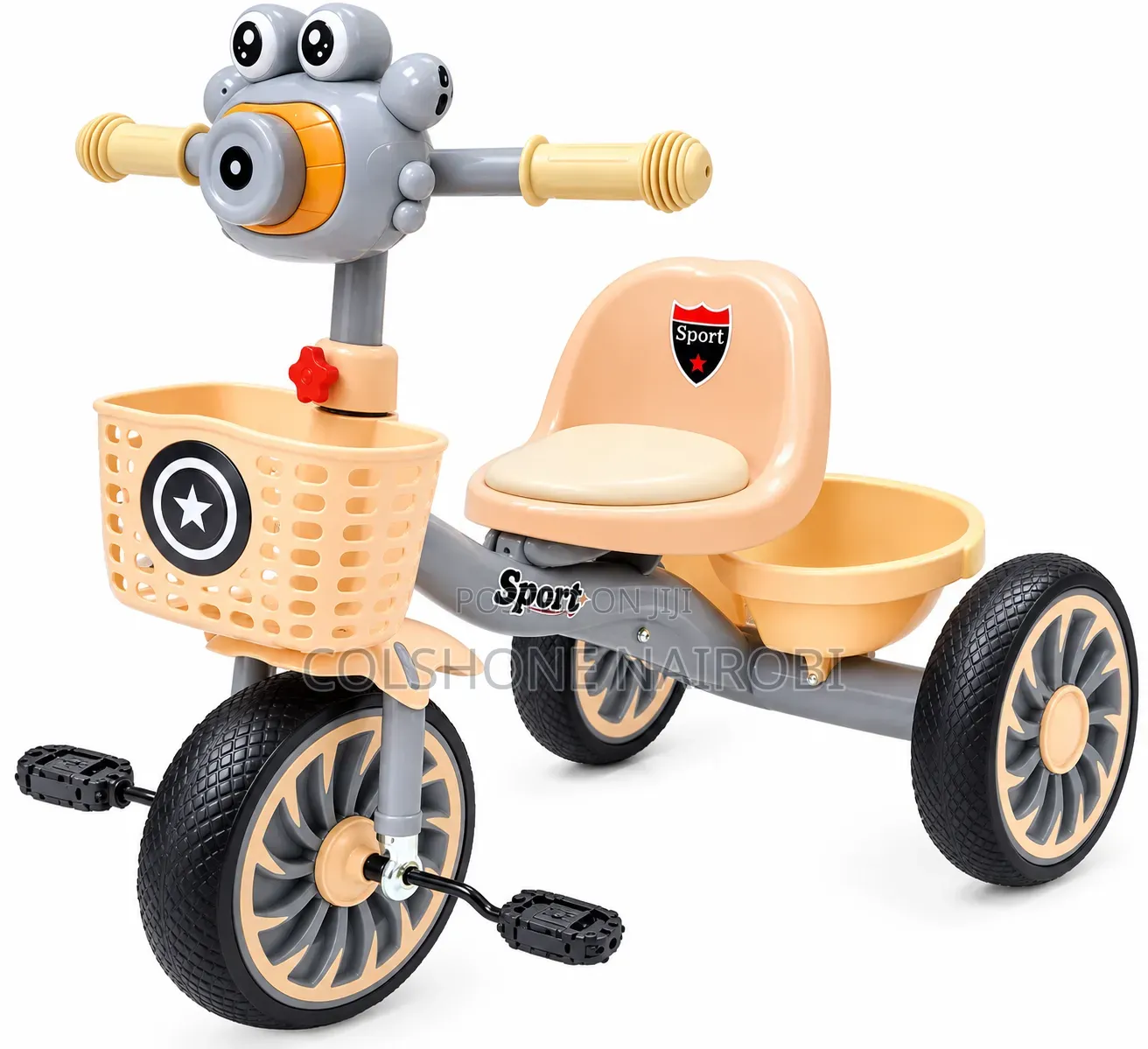 Kids 3-Wheel Tricycle With Front Basket and Backrest