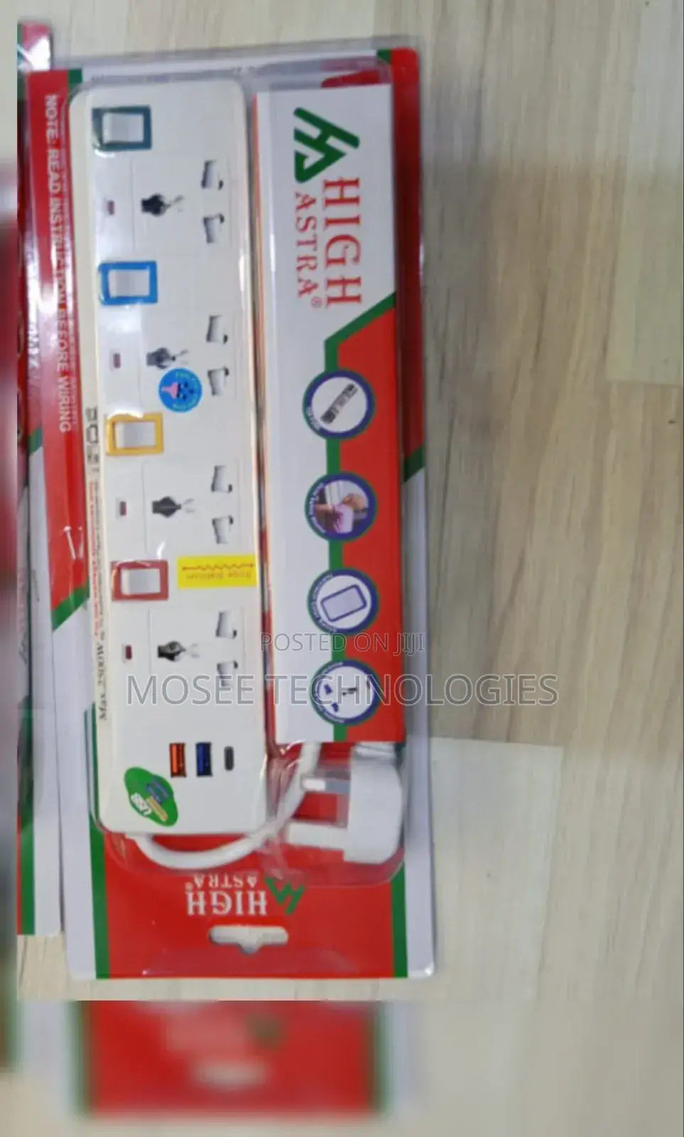 4-Way Extension Cable Socket With Multiple Power Outlets