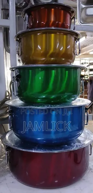 5pc Stainless Steel Colorful Serving Pot Set - Uk