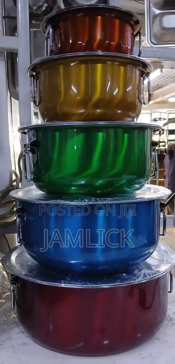 5pc Stainless Steel Colorful Serving Pot Set - Uk