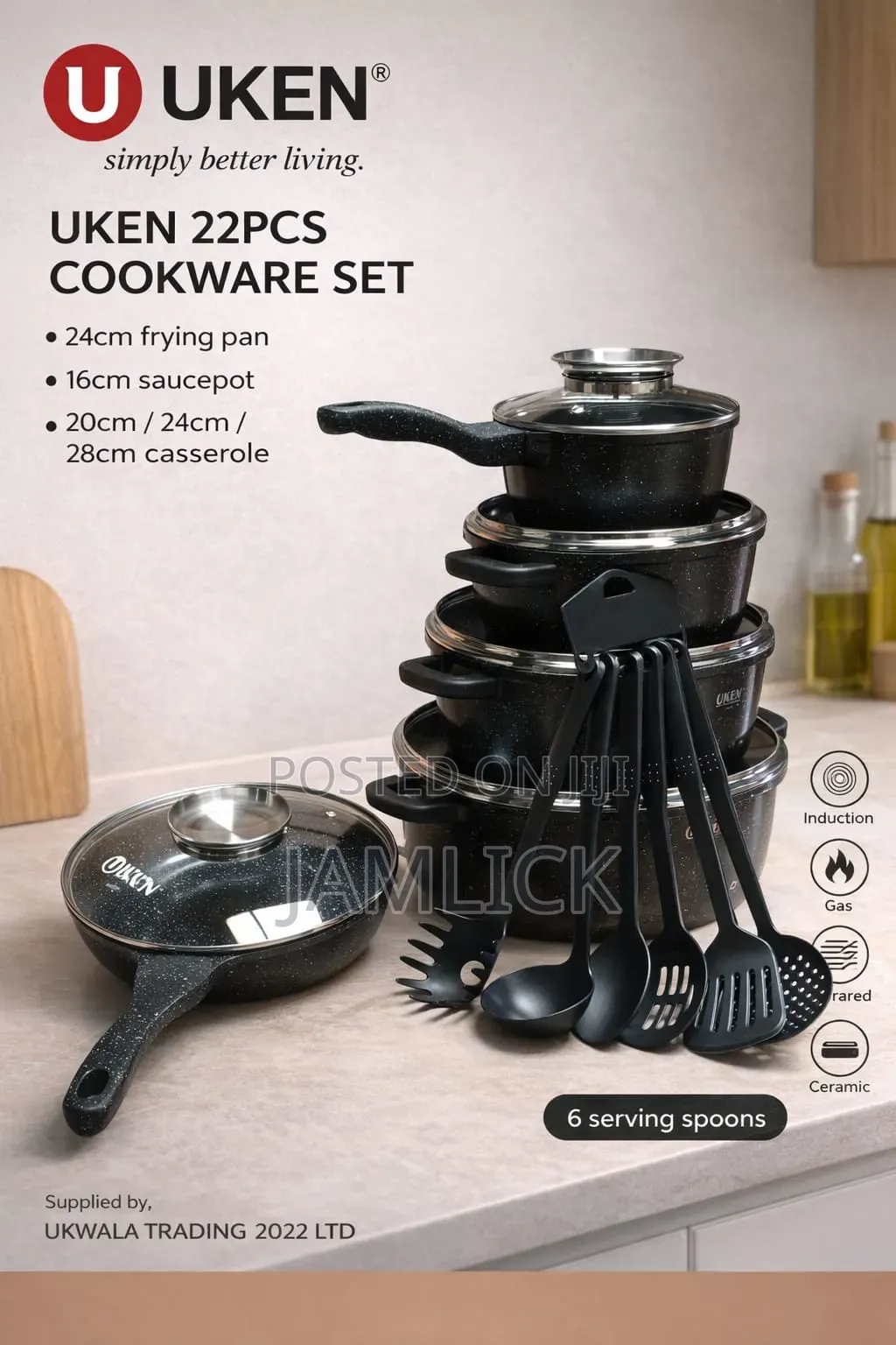 Heavy Duty Uken 22pc Cookware Set - Uk