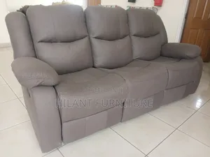 Brown Soft Fabric 3-Seater Recliner Sofa