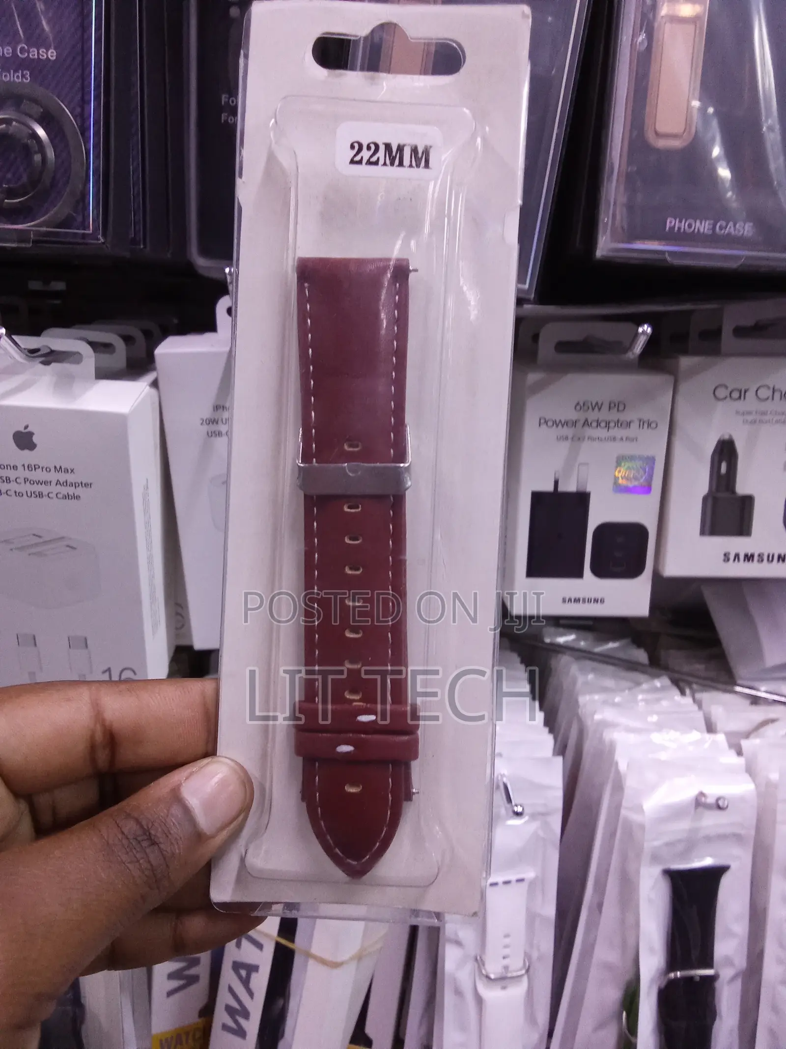 22MM Classic Leather Watch Strap - Brown