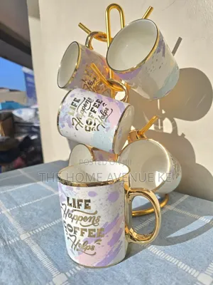 *Classy Gold Ceramic Mugs 6pcs
