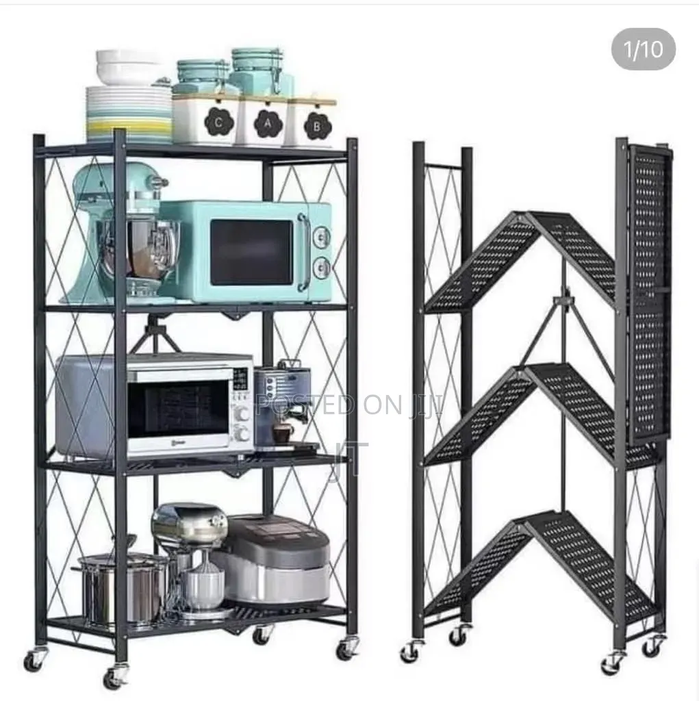 4 Tier Foldable Kitchen Rack With Wheels