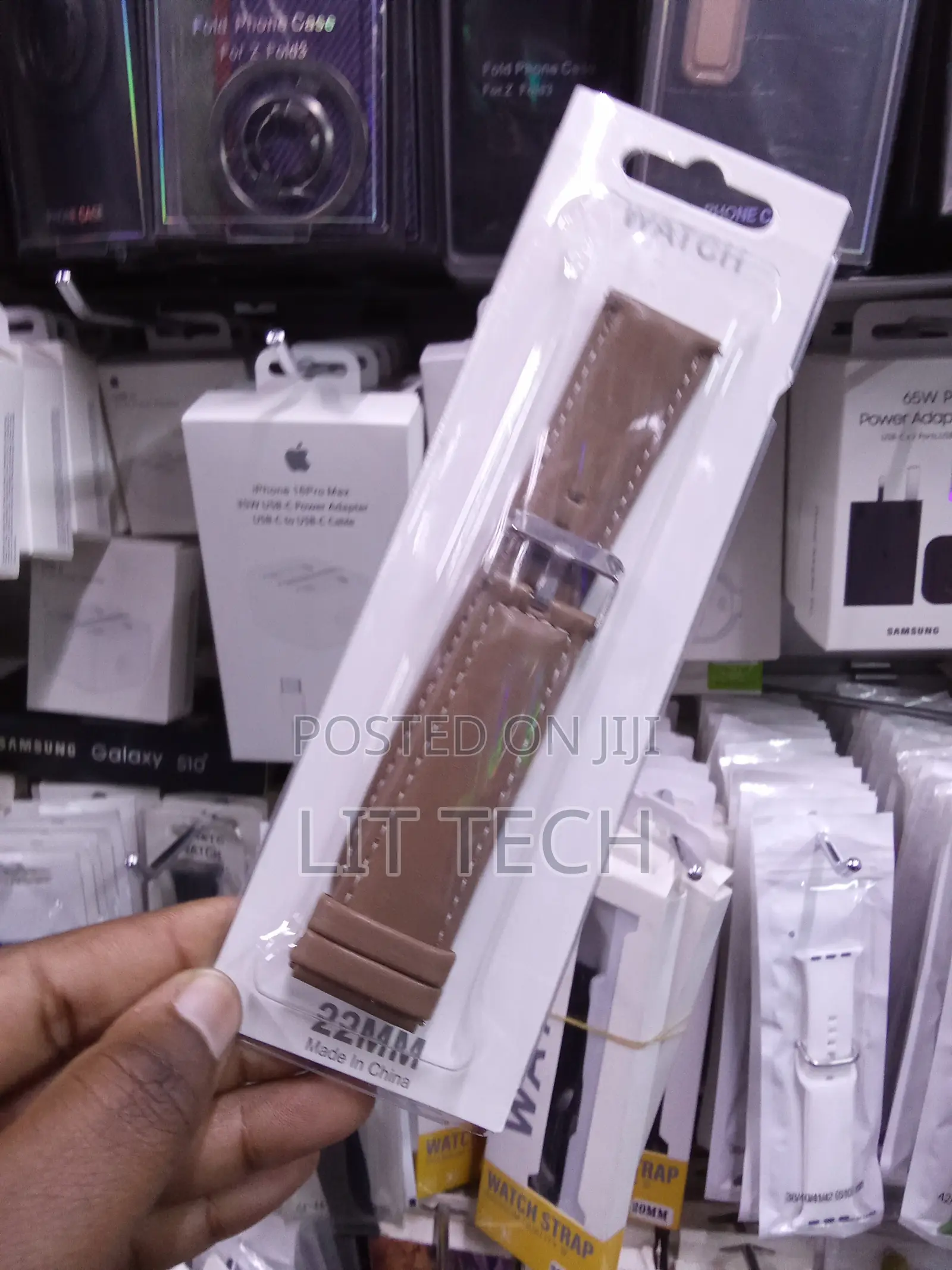 22MM Classic Leather Watch Strap - Light Brown / Khaki